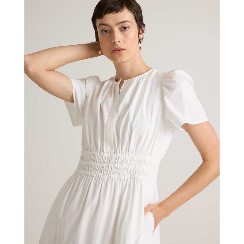NWT Quince 100% Organic Cotton Poplin Tiered Maxi Dress White M - Picture 4 of 5
